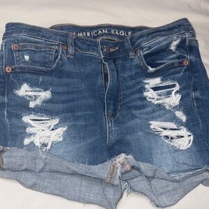 American Eagle Outfitters Women's Ripped Blue Jean Shorts